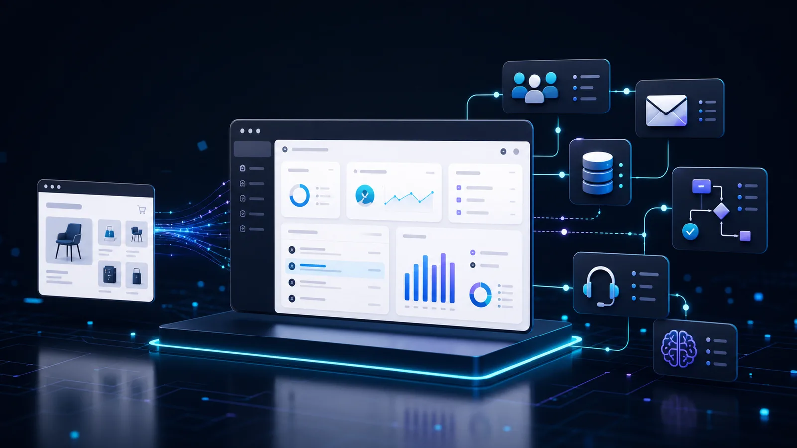 Site web moderne connecté aux outils et automatisations d’une PME