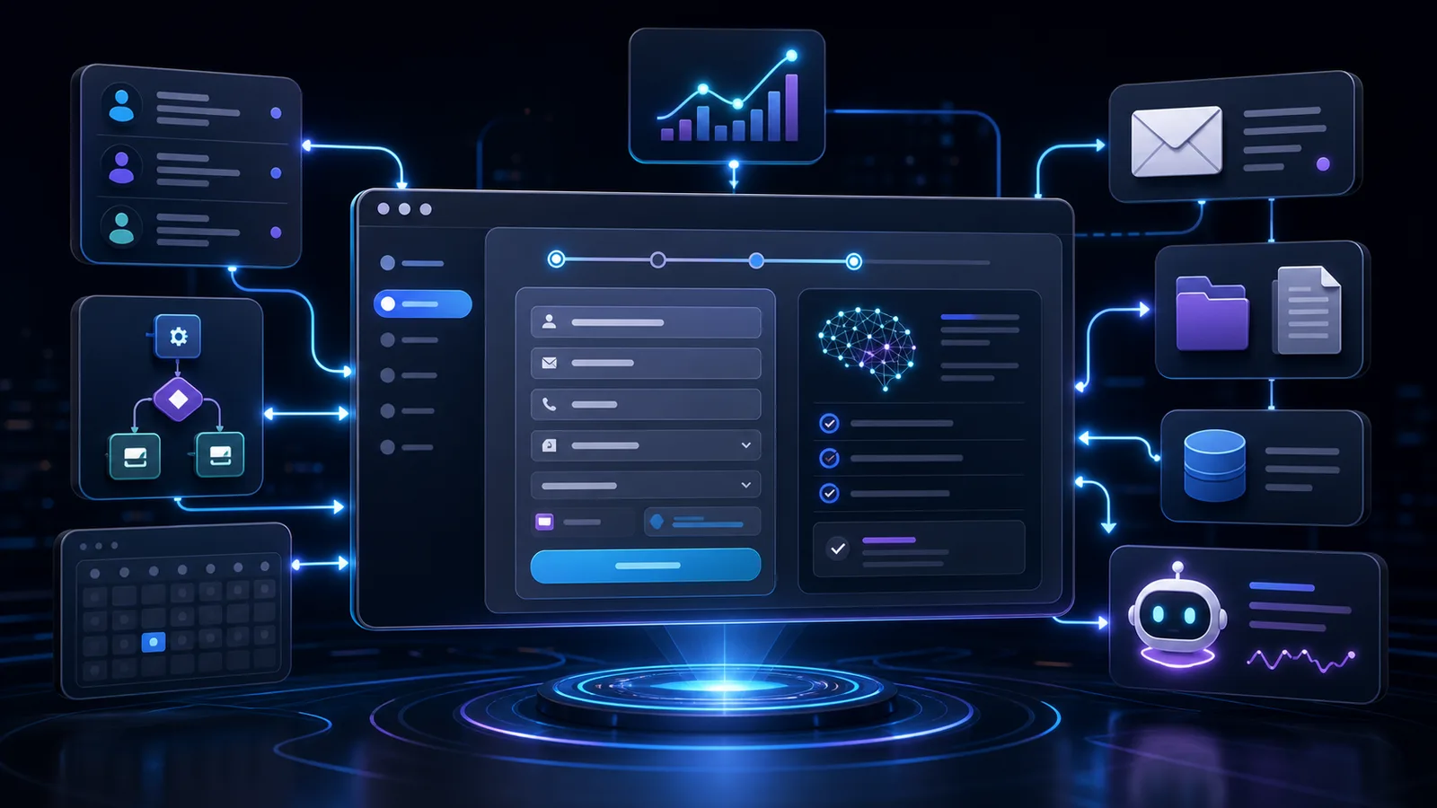 Interface web connectée aux processus et aux outils numériques d’une entreprise